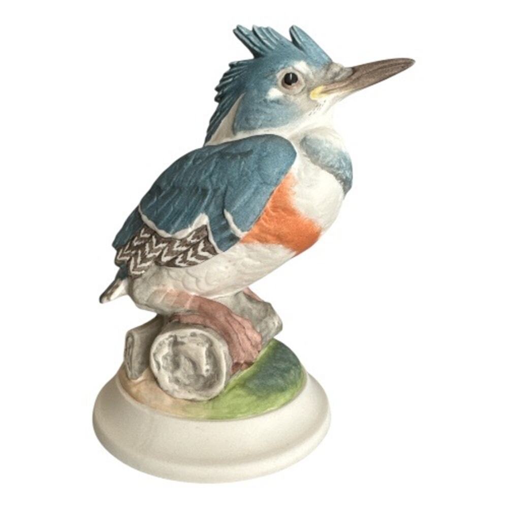 Boehm Fledgling Kingfisher Vintage Bisque Porcelain Bird Figurine
